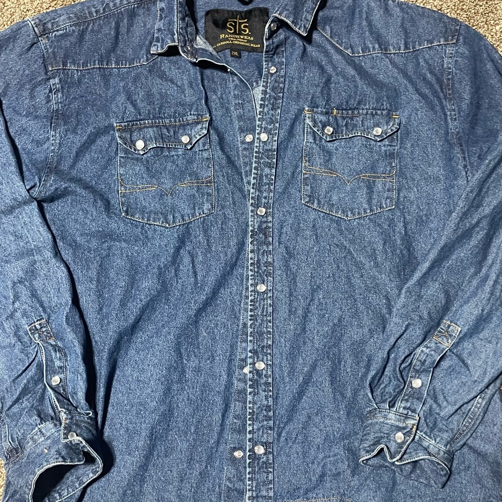 STS Ranchwear Men’s Blue Denim Western Pearl Snap